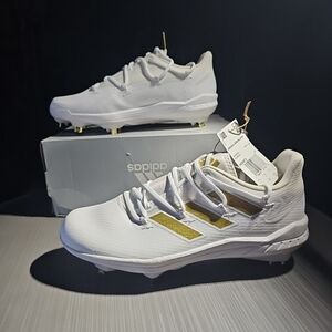 Adidas Adizero Afterburner 8‎ Mens Size 8 White Gold Running Baseball Cleats NWT
